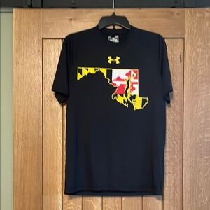 Under Armour Maryland Men's Black T-Shirt with Maryland Flag Design Like New!